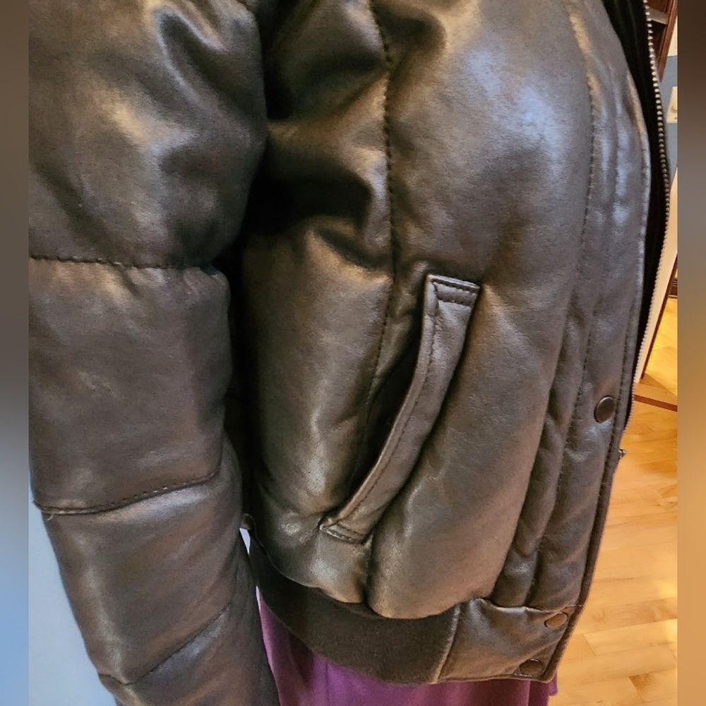 🌟100% Leather Bomber  Funnel Neck - Picture 2 of 5